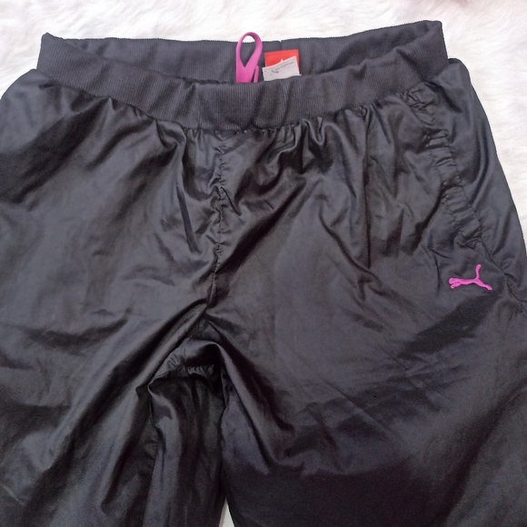 Puma Black Rain/Wind Track Pants - Picture 2 of 7